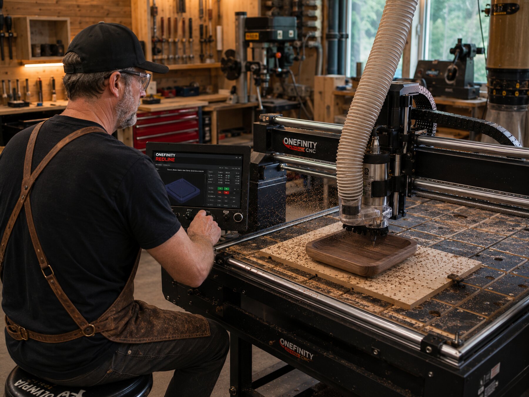 David programming the Onefinity CNC router